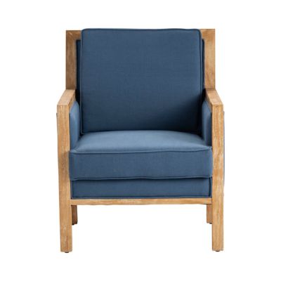 Crestview Collection Largo Upholstered Wood Armchair, Indigo/Light Oak