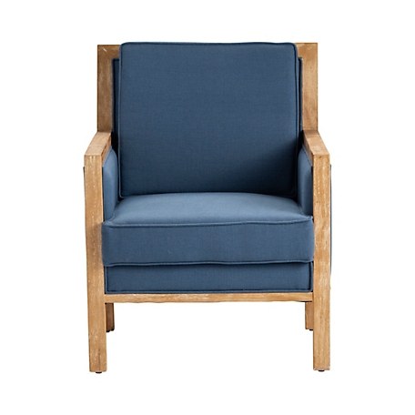 Crestview Collection Largo Upholstered Indigo Light Oak Wood Arm Chair
