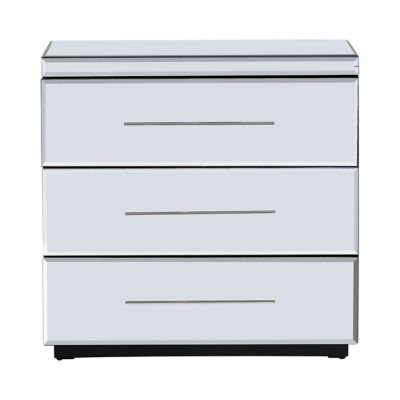 Crestview Collection Melrose 3-Drawer Beveled Mirror Chest and Chrome Hardware