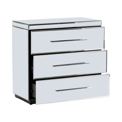 Image showing  Melrose 3-Drawer Beveled Mirror Chest and Chrome Hardware