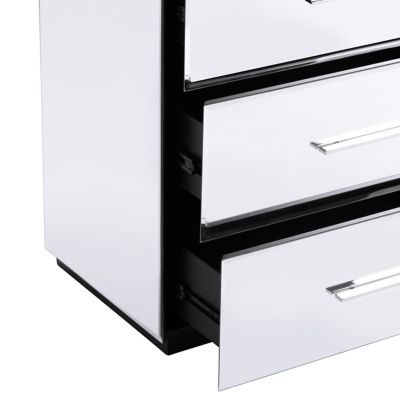Image showing  Melrose 3-Drawer Beveled Mirror Chest and Chrome Hardware