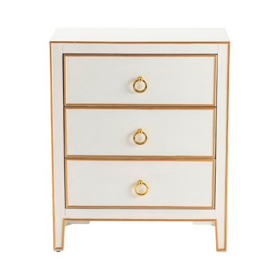 Crestview Collection Phoebe White and Gold 3-Drawer Chest