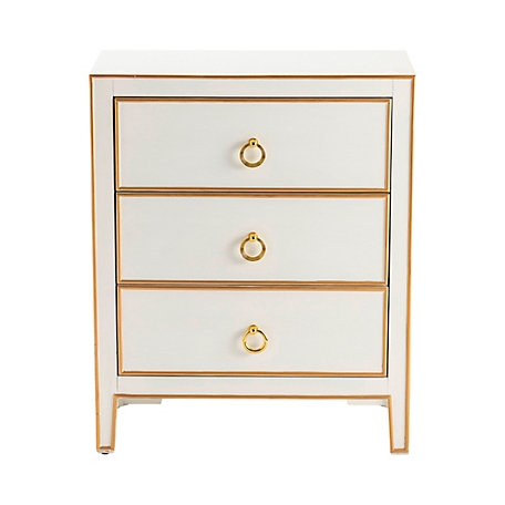 Crestview Collection Phoebe White and Gold 3-Drawer Chest