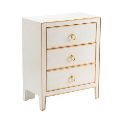 Image showing  Phoebe White and Gold 3-Drawer Chest
