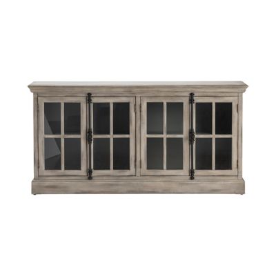 Crestview Collection 4-Door Harrison Media Console Table, 72 in., Light Gray Wash