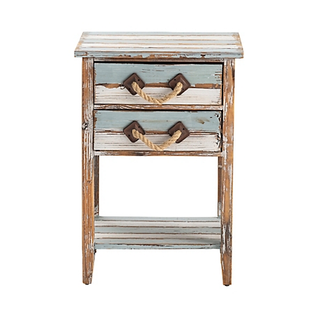 Crestview Collection Nantucket 2-Drawer Weathered Wood Accent Table