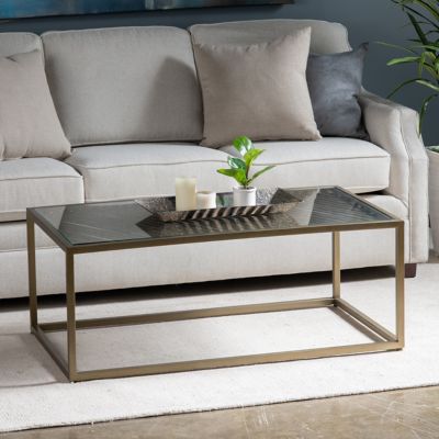 Image showing  Christian Metal and Glass Rectangular Coffee Table, 47 in.