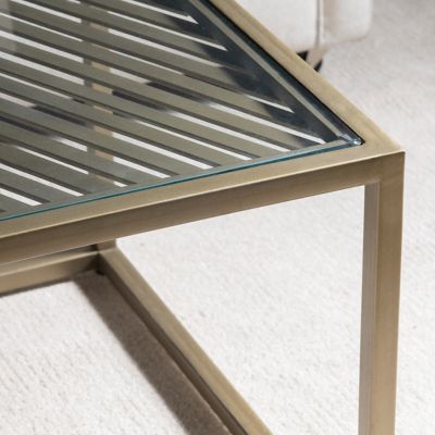 Image showing 5 th Crestview Collection Christian Metal and Glass Rectangular Coffee Table, 47 in.