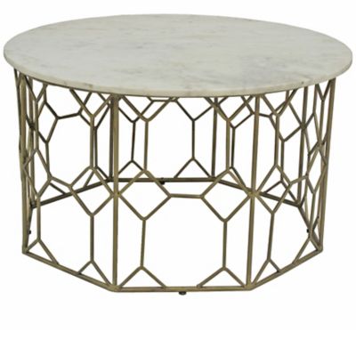 Crestview Collection Mariah Marble and Metal Coffee Table