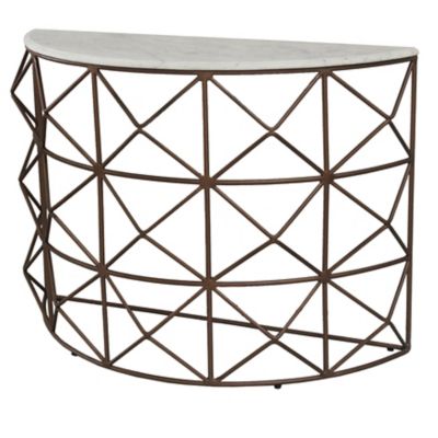 Crestview Collection Raina Marble and Metal Half Round Console