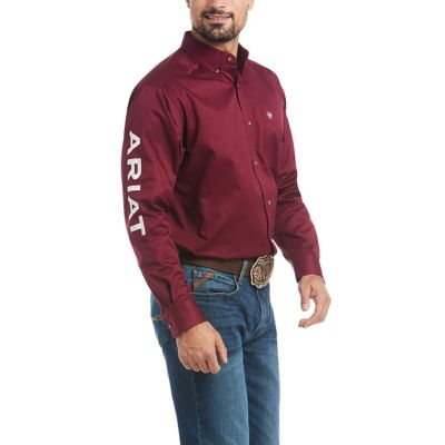 Image showing  Men's Casual Series Team Logo Twill Classic Fit Western Long-Sleeve Button-Down Shirt