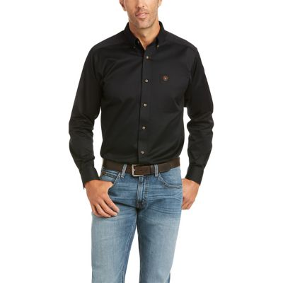 Ariat Men's Solid Twill Fitted Western Long-Sleeve Button-Down Shirt