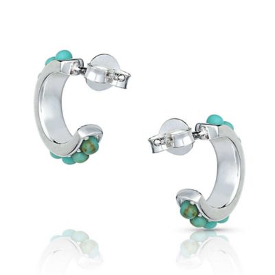 Image showing  Studded Mini Hoop Earrings, Turquoise