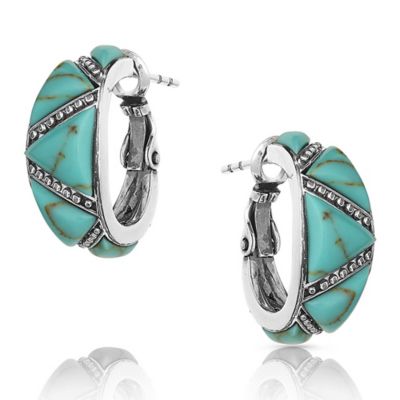 Montana Silversmiths Wedge Hoop Earrings, Turquoise