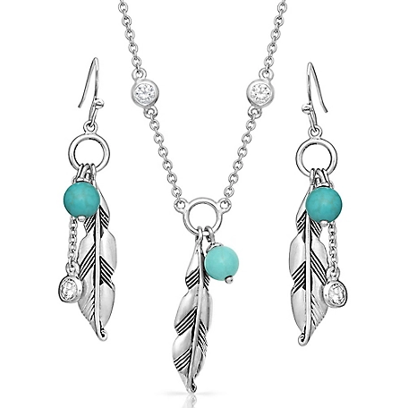Montana Silversmiths Charming Feather Jewelry Set, Turquoise at Tractor ...