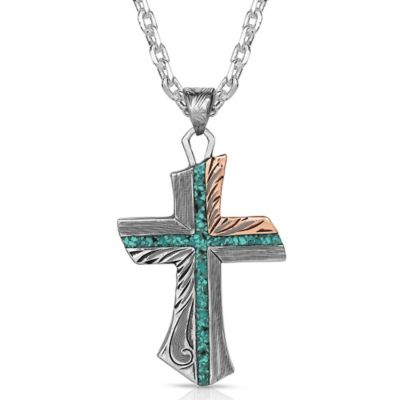 Montana Silversmiths Inner Light Turquoise Cross Necklace, NC4779