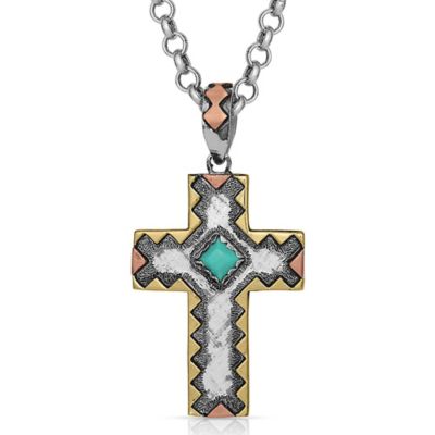 Montana Silversmiths Antiqued Serrated Cross Necklace, NC4775