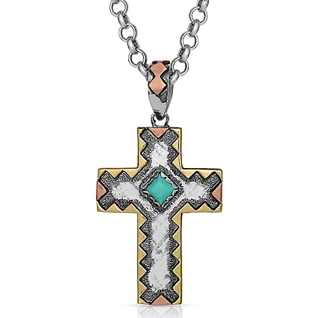 Montana Silversmiths Antiqued Serrated Cross Necklace, NC4775