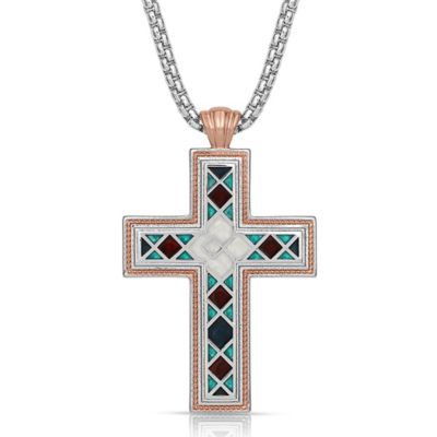 Montana Silversmiths American Legends Mosaic Cross Necklace, NC4818