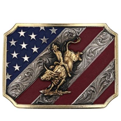 Montana Silversmiths Patriot Bull Rider Attitude Belt Buckle, A865