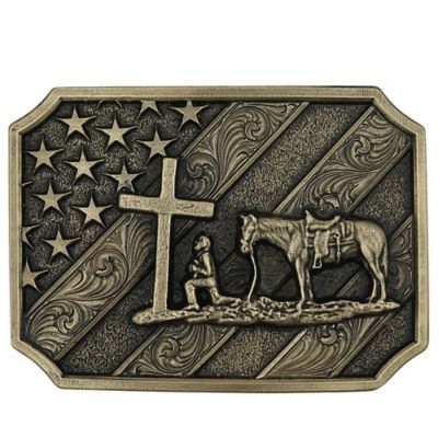 Montana Silversmiths Patriot Christian Cowboy Attitude Belt Buckle, A864C