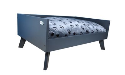 Image showing  Sassy Paws Raised Wooden Pet Bed with Removable Cushion, Pine Wood