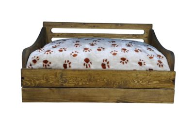 Image showing  Sassy Paws Multi-Purpose Wooden Pet Bed with Feeder