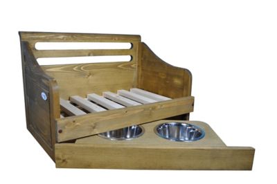 Image showing  Sassy Paws Multi-Purpose Wooden Pet Bed with Feeder