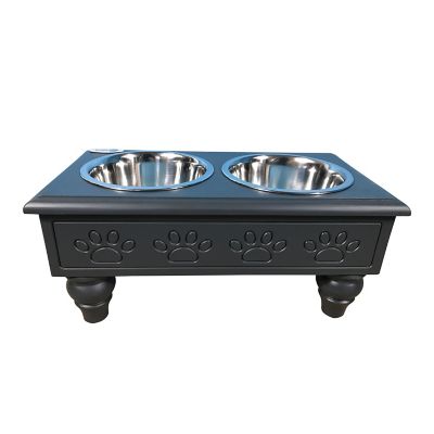 Image showing  Sassy Paws Wooden Stand Raised Stainless Steel Double Diner Pet Bowls, Gray, 2 ct.