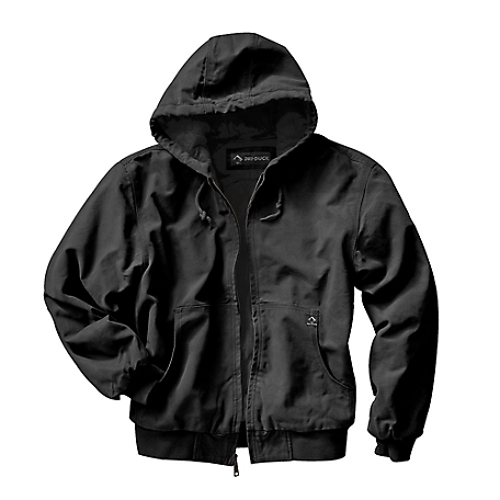 DuraDrive Men's Black Insulated Canvas Hooded Work Jacket