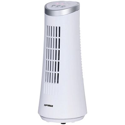 Optimus 12 in. Desktop Ultraslim Oscillating Tower Fan, White