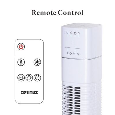 Image showing 5 th Optimus 48 in. Pedestal Tower Fan with Remote LED and Bluetooth