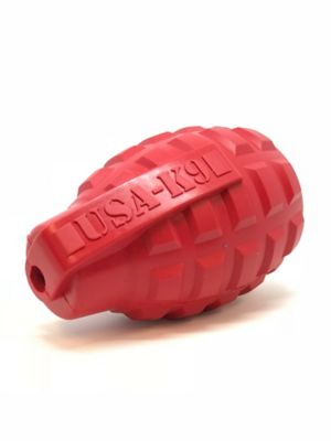 Image showing  Large Grenade Dog Chew Toy and Treat Dispenser, Red