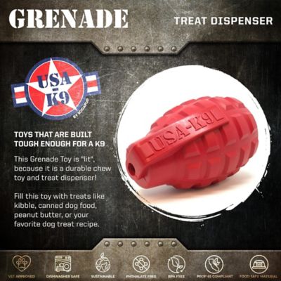 Image showing 5 th SodaPup Large Grenade Dog Chew Toy and Treat Dispenser, Red