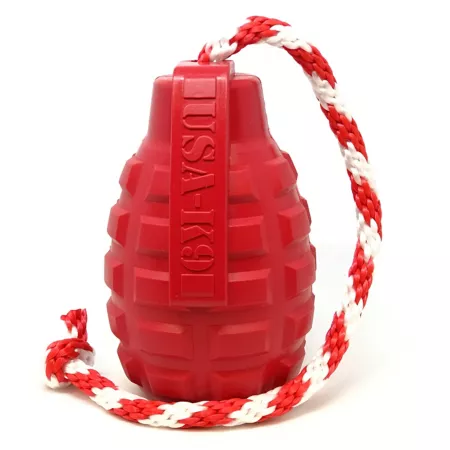 SodaPup Grenade K9G2R-600 Medium Dog Chew Toy and Treat Dispenser Red Dog Chew Toys