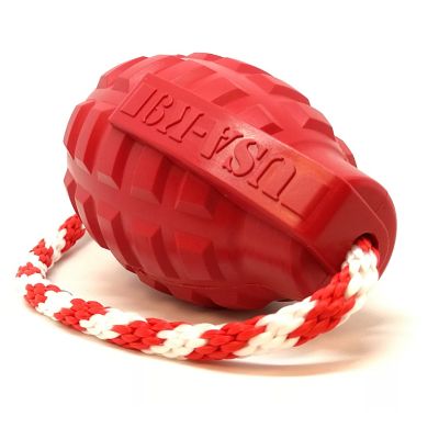Image showing  Medium Grenade Dog Chew Toy and Treat Dispenser, Red