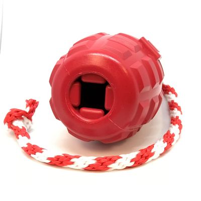 Image showing  Medium Grenade Dog Chew Toy and Treat Dispenser, Red