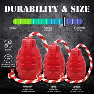 Image showing 5 th SodaPup Medium Grenade Dog Chew Toy and Treat Dispenser, Red
