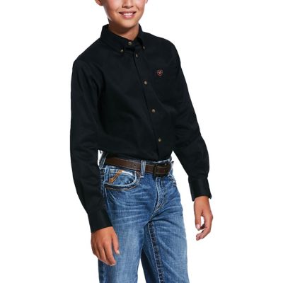 Ariat Boys' Solid Twill Casual Series Western Long-Sleeve Shirt