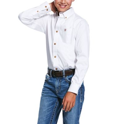Ariat Boys' Solid Twill Casual Series Western Long-Sleeve Shirt