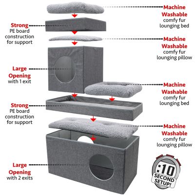 Image showing  36 in. Folding Cat Condo, Gray
