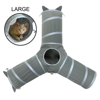 Kitty City 44. 5 in. L Pop-Open 3-Way Cat Tunnel, Gray
