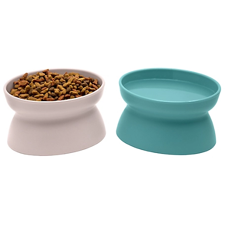 Kitty City Elevated Polypropylene Cat Bowls, 0.6 Cup, 2-Bowls