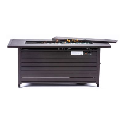 Image showing  57 in. x 21.3 in. Rectangular Stainless Steel Burner Propane Gas Fire Pit, Mocha