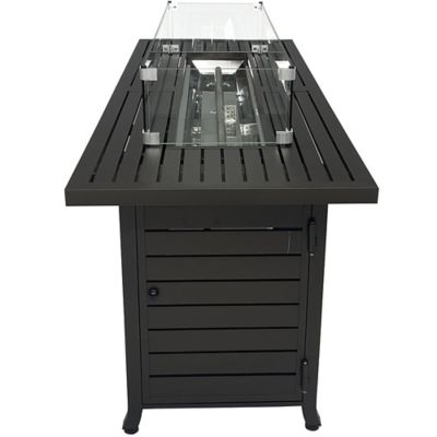 Image showing 8 th Legacy Heating 57 in. x 21.3 in. Rectangular Stainless Steel Burner Propane Gas Fire Pit, Mocha