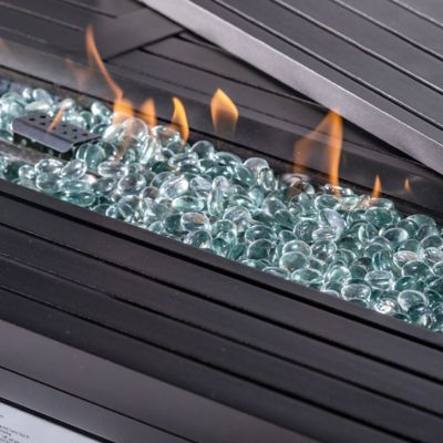 Image showing 9 th Legacy Heating Glass Wind Guard Fire Table with Cover and Lid, Bronze