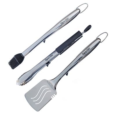 Dyna-Glo 3 pc. Stainless Steel Grill Set, Includes Tongs, Spatula and Basting Brush