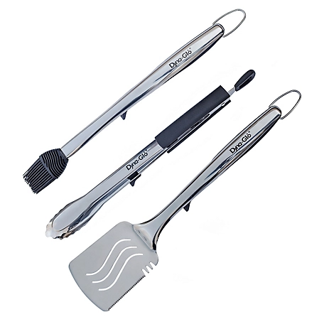 Dyna-Glo 3 pc. Stainless Steel Grill Set, Includes Tongs, Spatula and Basting Brush