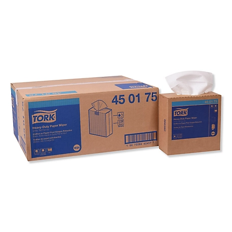 Tork Heavy-Duty Paper Wiper, 9.25 in. x 16.25 in., White, 90 Wipes/Box, 10 Boxes/Carton
