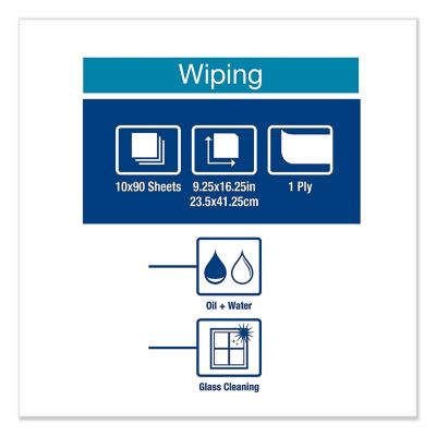 Image showing  Heavy-Duty Paper Wipers, 9.25 in. x 16.25 in., White, 90 ct., 10-Pack
